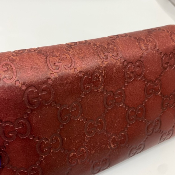 Gucci Red Lovely Heart Guccissima Long Wallet Sku#85603(Gently used,color fading - Picture 16 of 16
